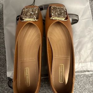 SHEIN Rhinestone Decor Square Toe Flats, size 9.5